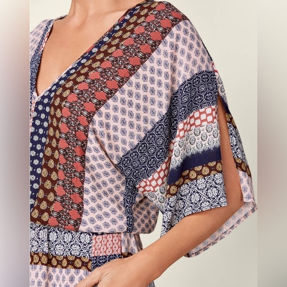 Venus Plus Sized Mixed Print Romper Size 1x - Picture 3 of 9